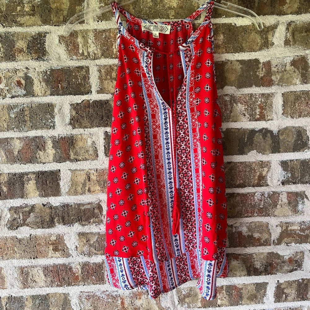 Pink Rose Tank Red and Blue